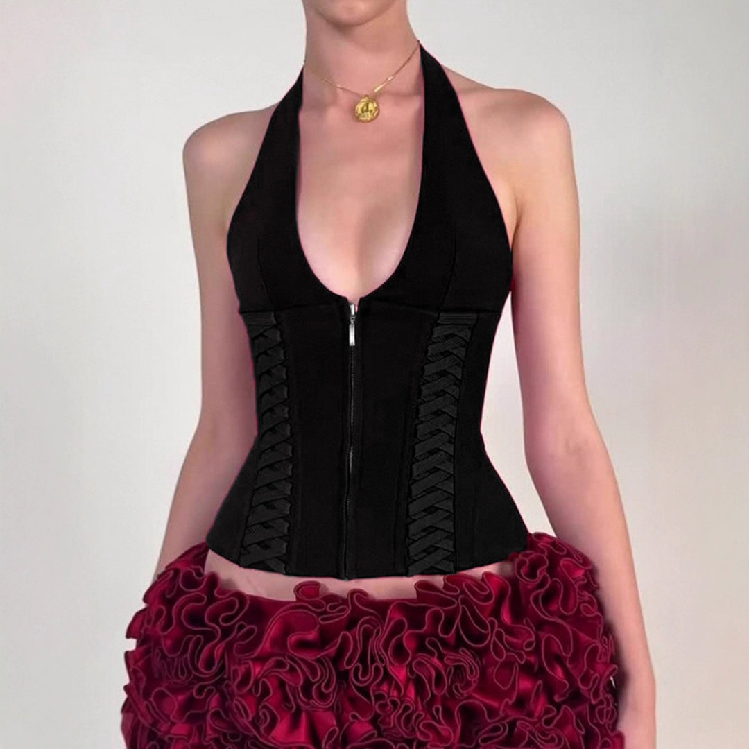 Damer Cropped Topp med raffinerad snördesign Mirla-Eva Jonsson