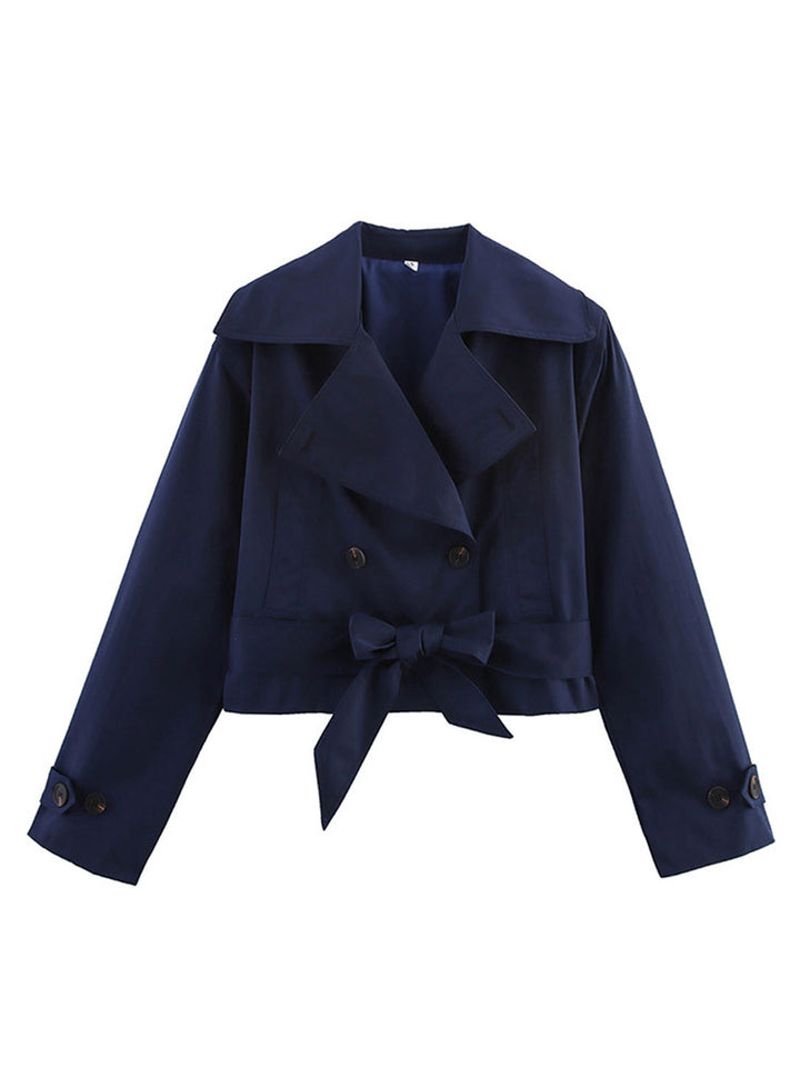 Damer Cropped Trenchcoat med breda slag och midjeband Mirla-Eva Jonsson