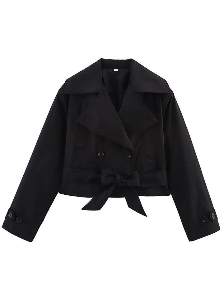 Damer Cropped Trenchcoat med breda slag och midjeband Mirla-Eva Jonsson