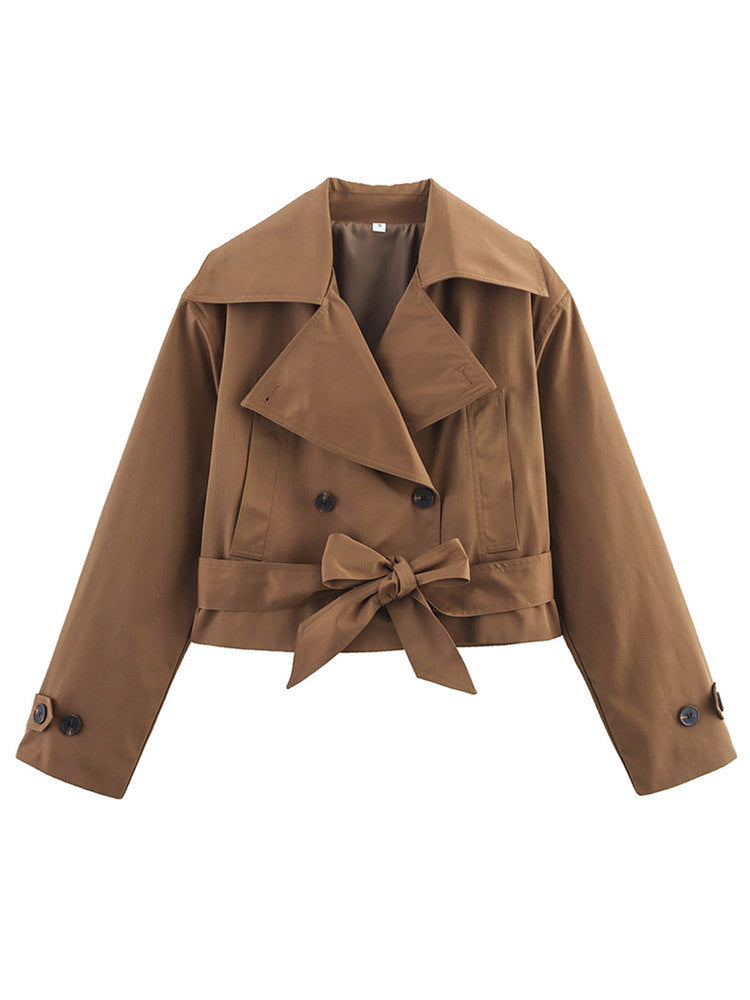 Damer Cropped Trenchcoat med breda slag och midjeband Mirla-Eva Jonsson