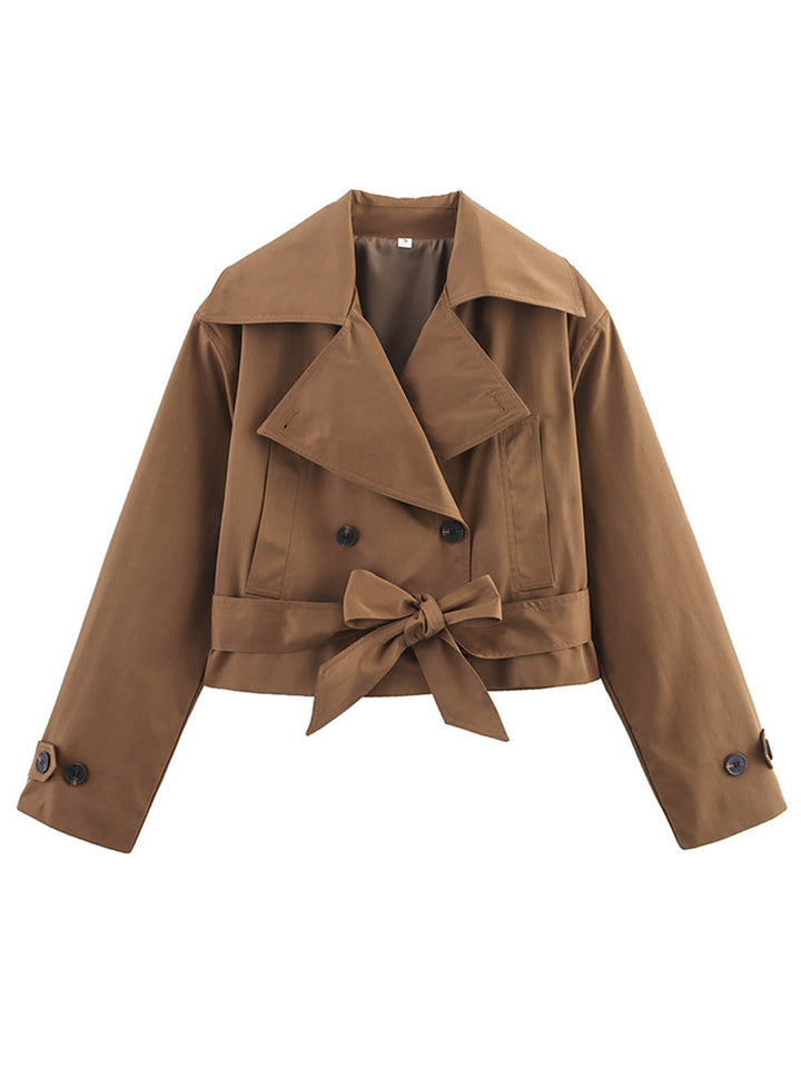 Damer Cropped Trenchcoat med breda slag och midjeband Mirla-Eva Jonsson