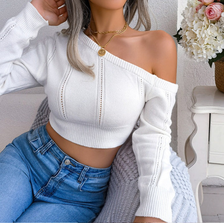 Damer Cropped Tröja med asymmetrisk U-ringning Mirla-Eva Jonsson