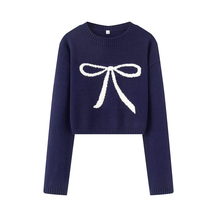 Damer Cropped Tröja med söt rosettmönster Mirla-Eva Jonsson