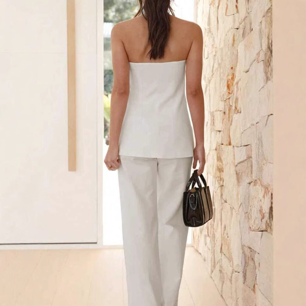 Damer Cropped topp och vid byxa set Eva Jonsson-Eva Jonsson