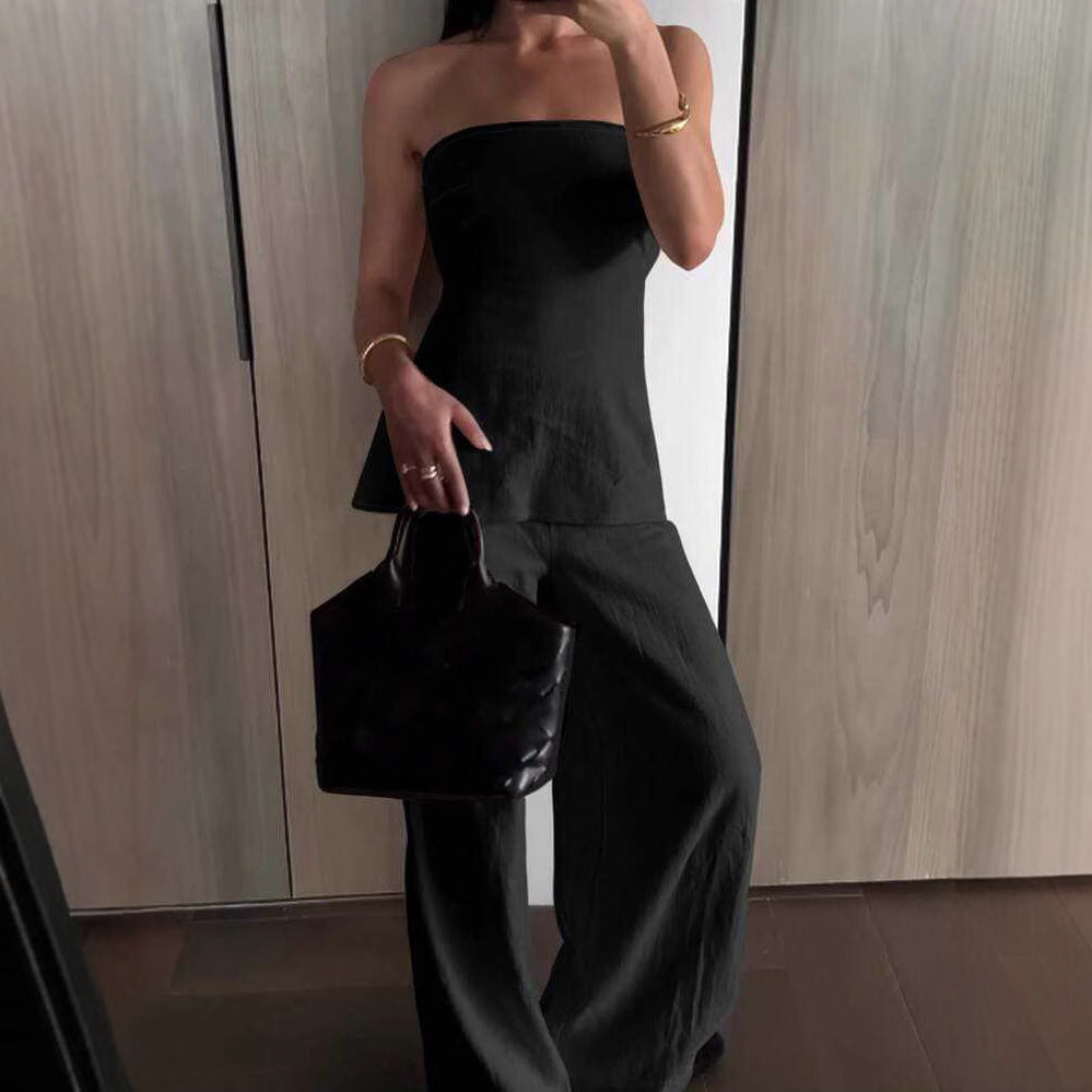Damer Cropped topp och vid byxa set Eva Jonsson-Eva Jonsson
