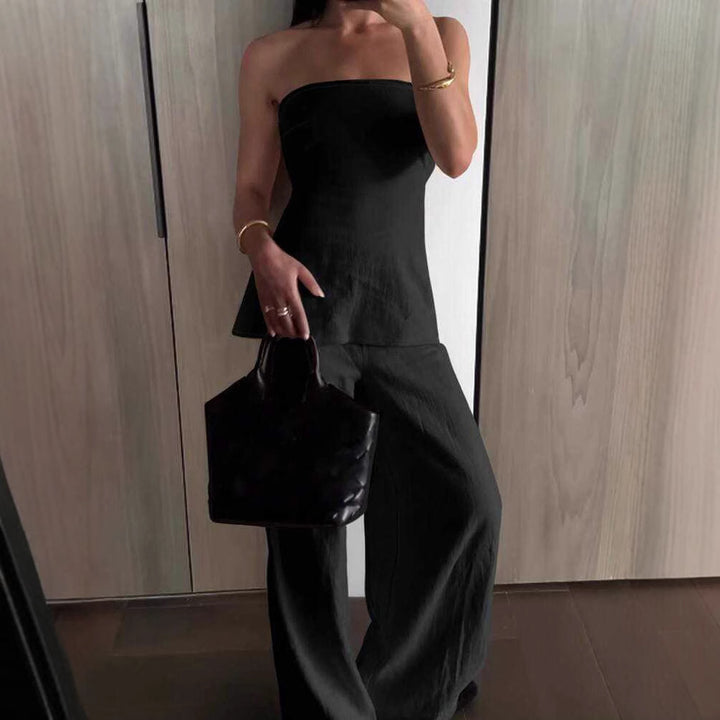 Damer Cropped topp och vid byxa set Eva Jonsson-Eva Jonsson