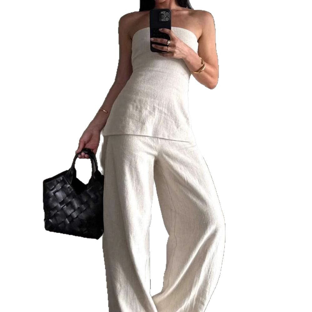 Damer Cropped topp och vid byxa set Eva Jonsson-Eva Jonsson