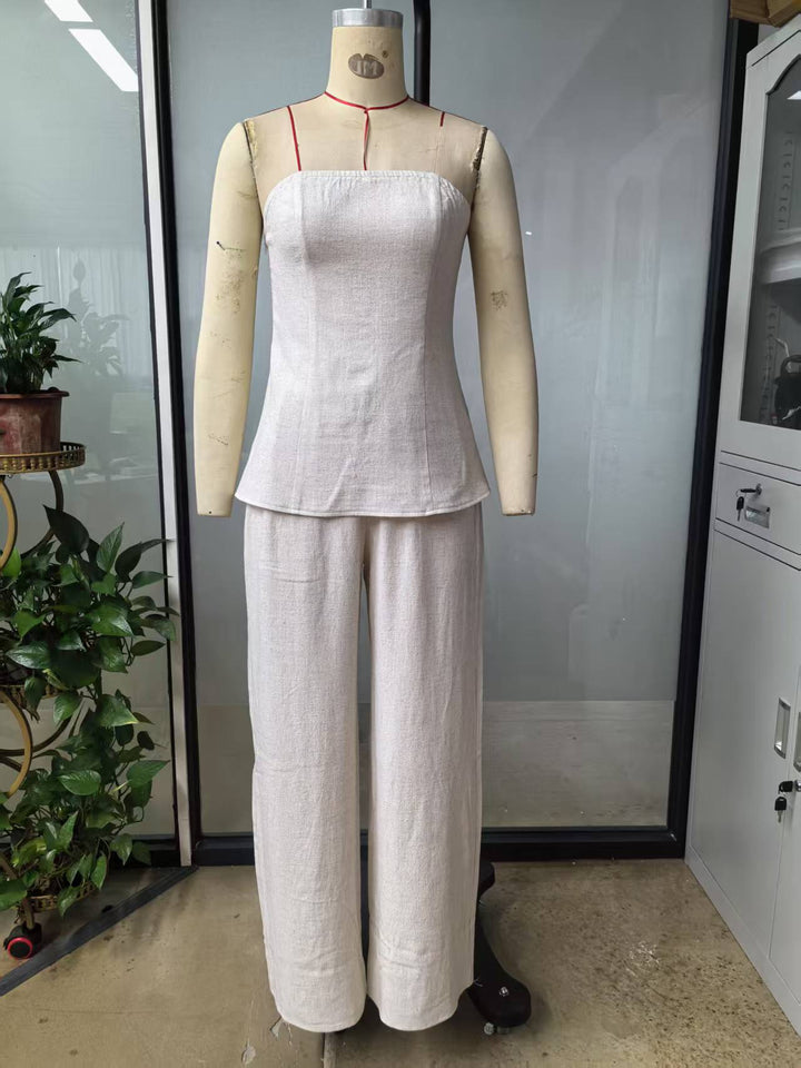 Damer Cropped topp och vid byxa set Eva Jonsson-Eva Jonsson