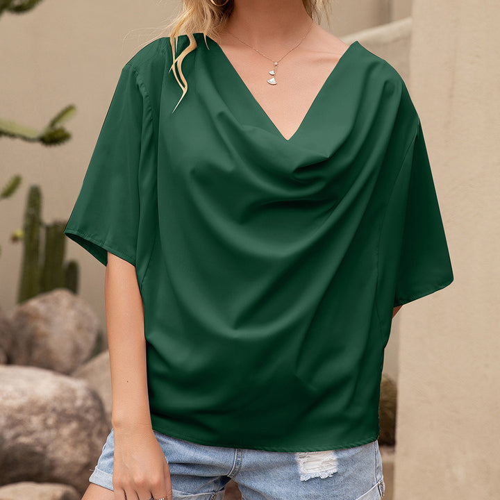 Damer Dekorativ V-ringad Blus med asymmetrisk nederkant Eva Jonsson-Eva Jonsson