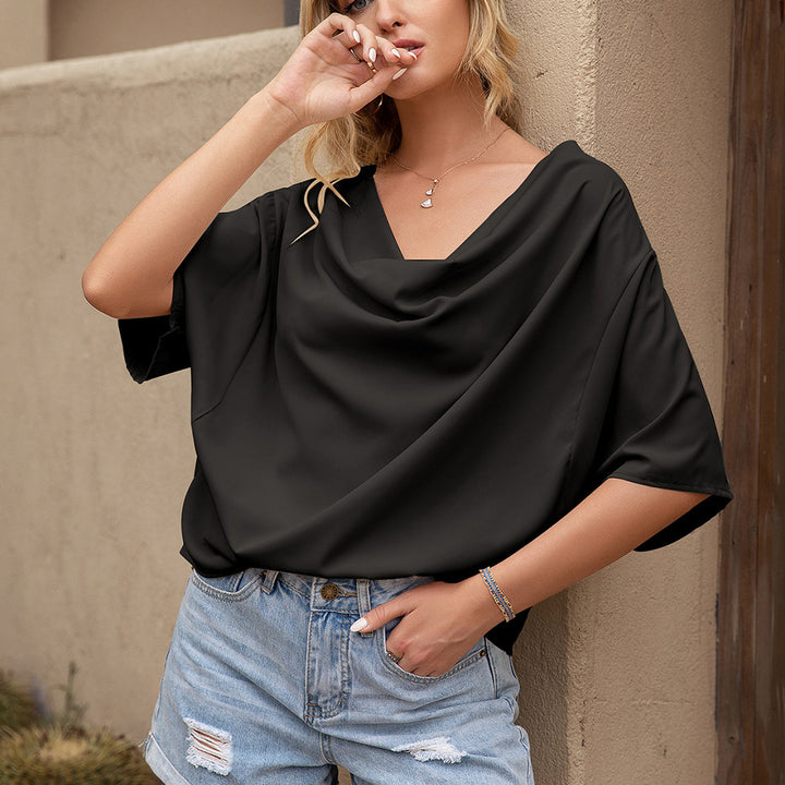 Damer Dekorativ V-ringad Blus med asymmetrisk nederkant Eva Jonsson-Eva Jonsson