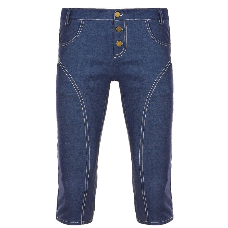 Damer Denim Crop-Top med moderiktig skärning och justerbara band Mirla-Eva Jonsson