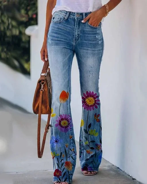 Damer Denim Flared Jeans med Trendig Skärning & Hög Passform Mirla-Eva Jonsson