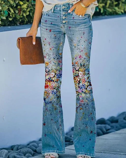 Damer Denim Flared Jeans med Trendig Skärning & Hög Passform Mirla-Eva Jonsson