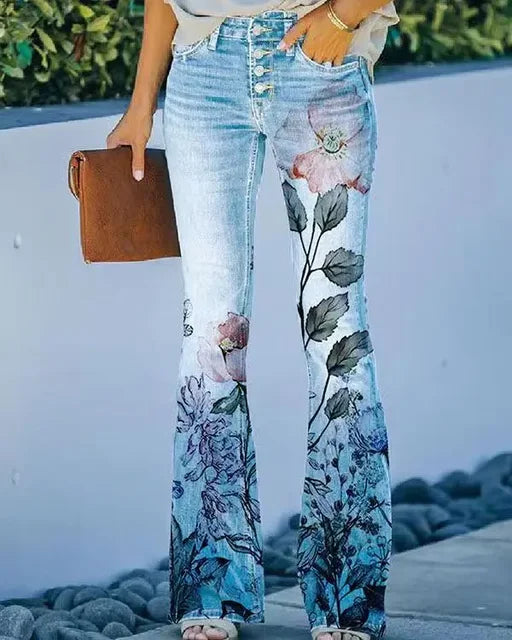 Damer Denim Flared Jeans med Trendig Skärning & Hög Passform Mirla-Eva Jonsson