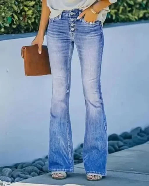 Damer Denim Flared Jeans med Trendig Skärning & Hög Passform Mirla-Eva Jonsson