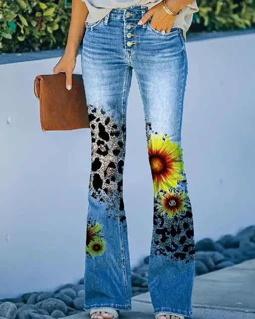 Damer Denim Flared Jeans med Trendig Skärning & Hög Passform Mirla-Eva Jonsson