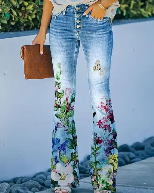 Damer Denim Flared Jeans med Trendig Skärning & Hög Passform Mirla-Eva Jonsson