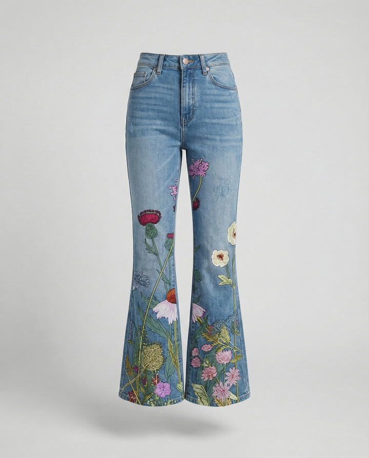Damer Denim Flared Jeans med Trendig Skärning & Hög Passform Mirla-Eva Jonsson