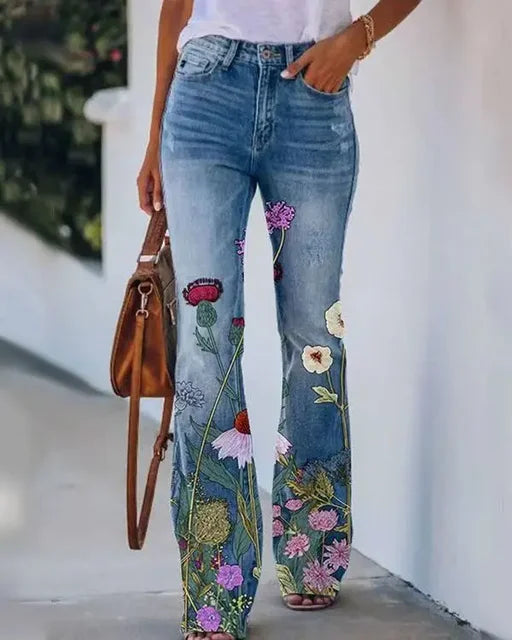 Damer Denim Flared Jeans med Trendig Skärning & Hög Passform Mirla-Eva Jonsson