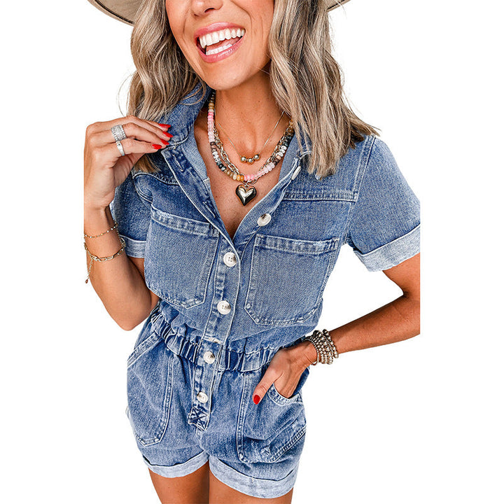 Damer Denim-Jumpsuit med figursydd passform och funktionella fickor Mirla-Eva Jonsson