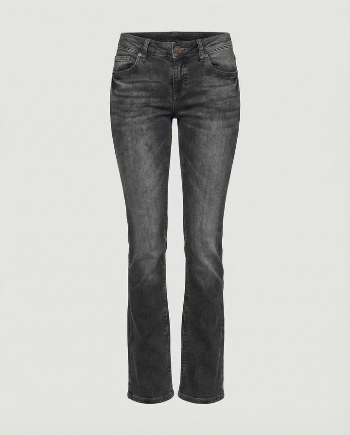 Damer Denim Low-Rise Utsvängda Jeans med Avslappnad Vintage-Känsla & Utsvängd Ben Mirla-Eva Jonsson