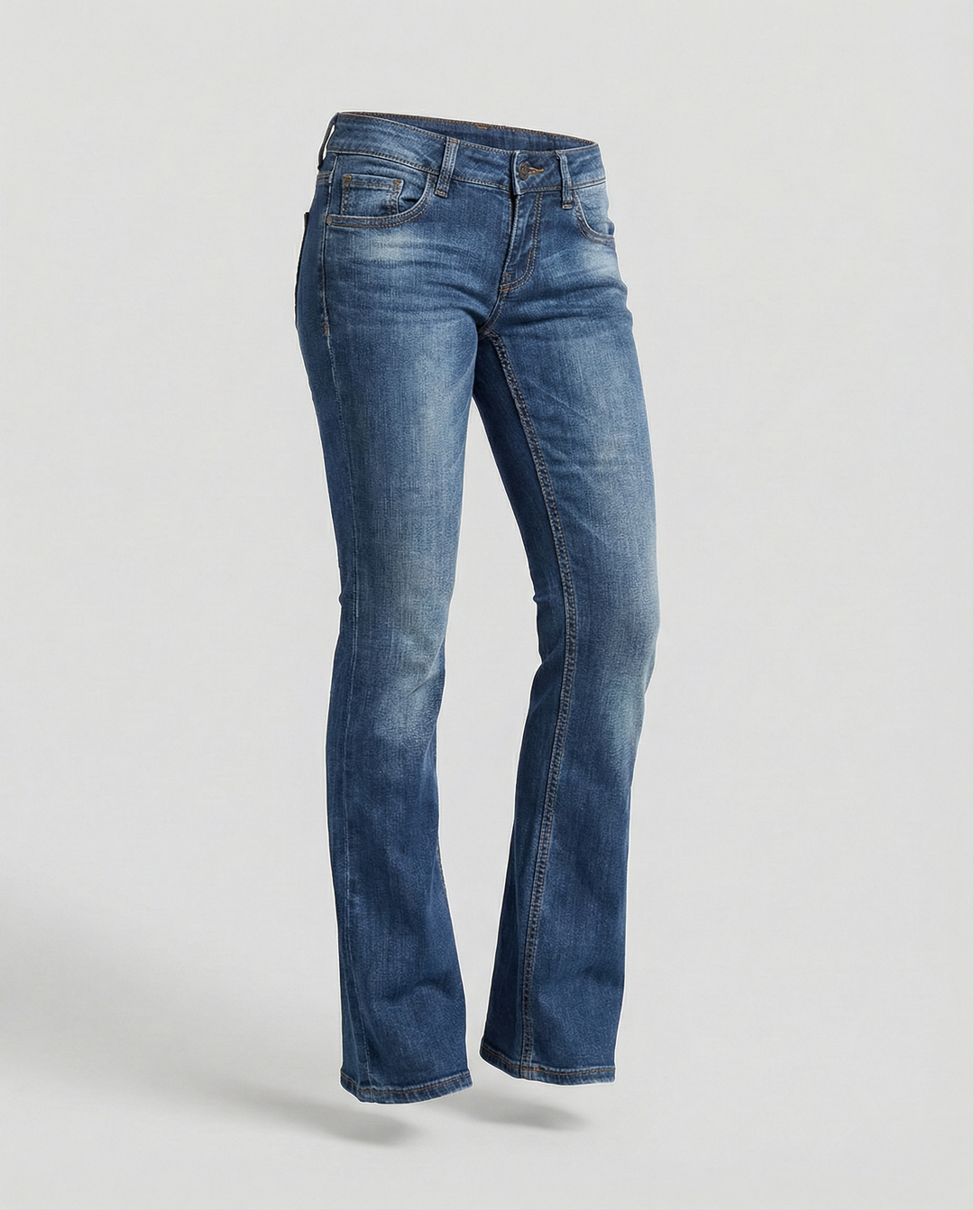 Damer Denim Low-Rise Utsvängda Jeans med Avslappnad Vintage-Känsla & Utsvängd Ben Mirla-Eva Jonsson