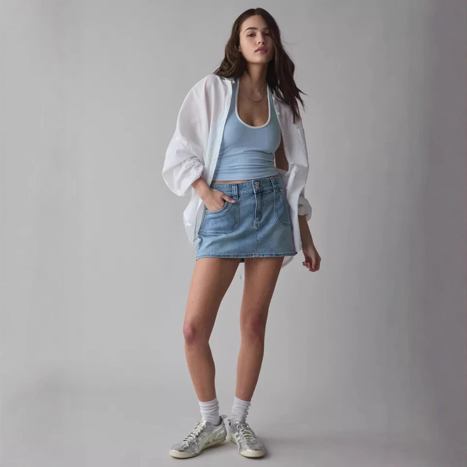 Damer Denim Minikjol med högkvalitativa fickor och modern design Mirla-Eva Jonsson