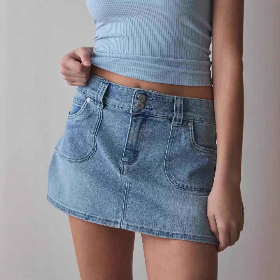 Damer Denim Minikjol med högkvalitativa fickor och modern design Mirla-Eva Jonsson