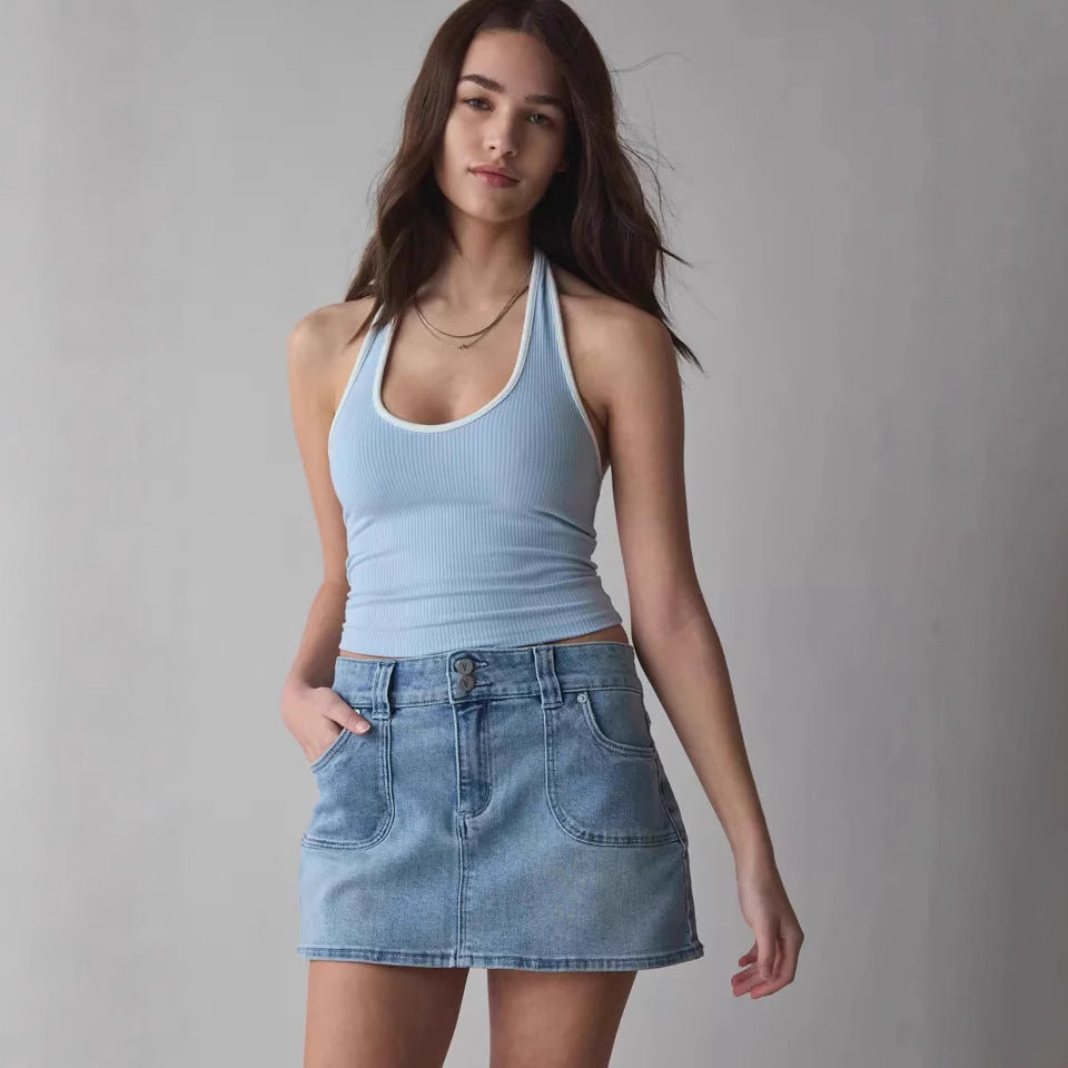 Damer Denim Minikjol med högkvalitativa fickor och modern design Mirla-Eva Jonsson