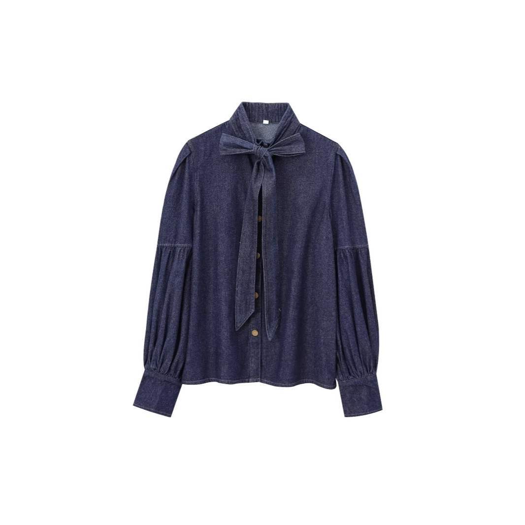 Damer Denim-blus med sladdetail Mirla-Eva Jonsson