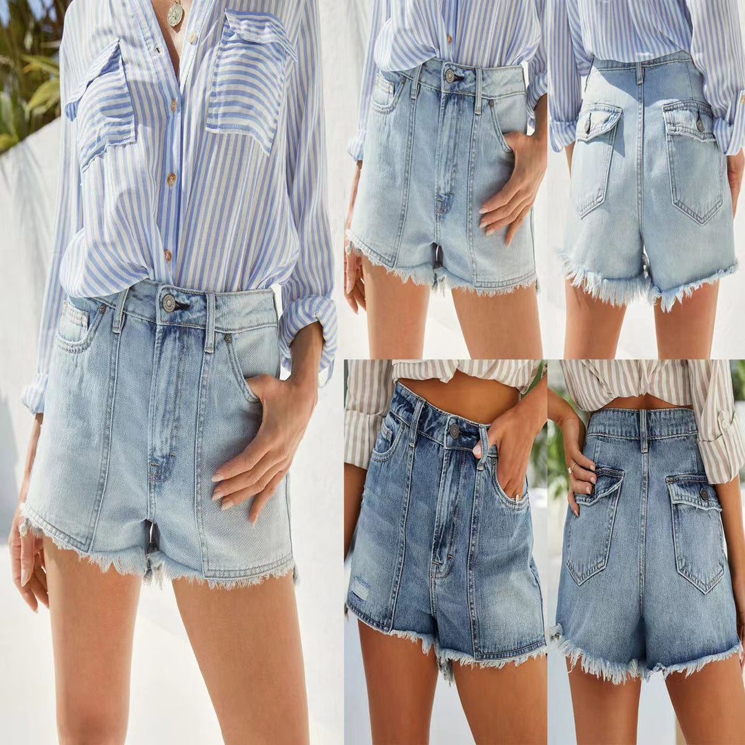 Damer Denim-shorts med fransad fåll och hög midja Eva Jonsson-Eva Jonsson