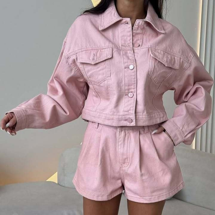 Damer Denimjacka med korta ärmar och matchande shorts Mirla-Eva Jonsson