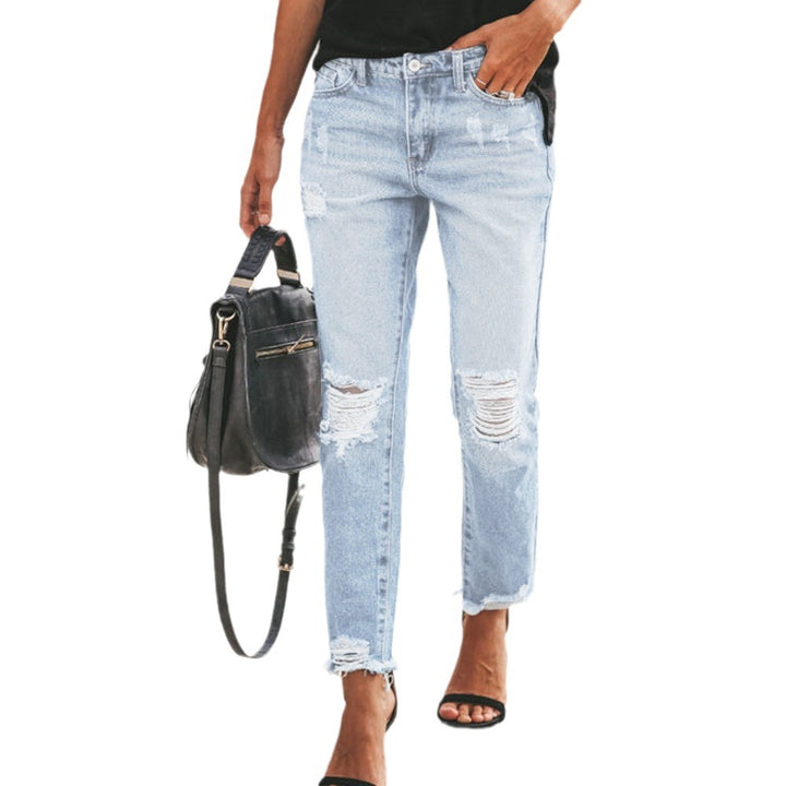 Damer Destroyed Mom Jeans med fransar och avslappnad passform Mirla-Eva Jonsson