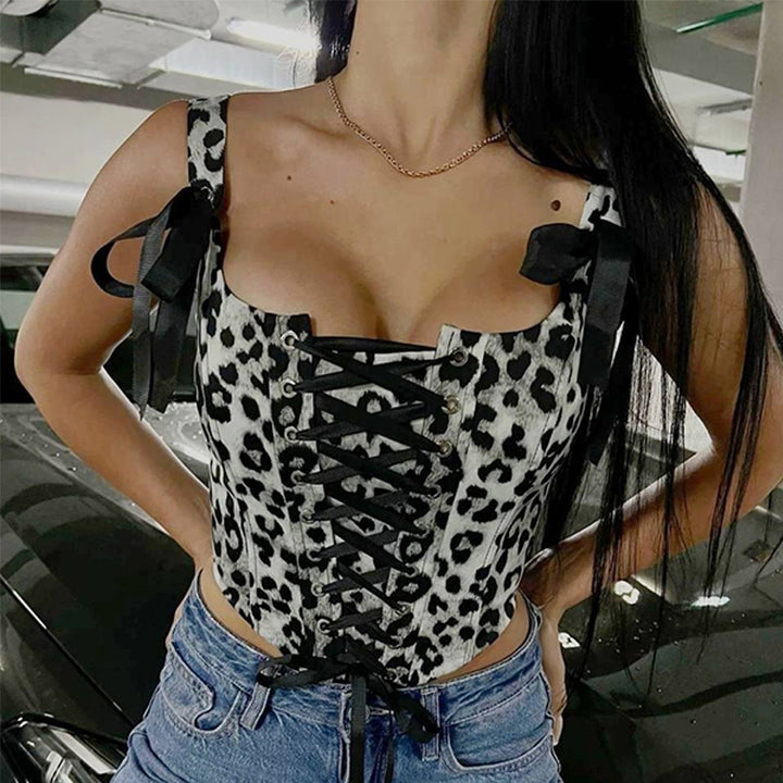 Damer Djurmönster Crop-Top med Snörning Eva Jonsson-Eva Jonsson