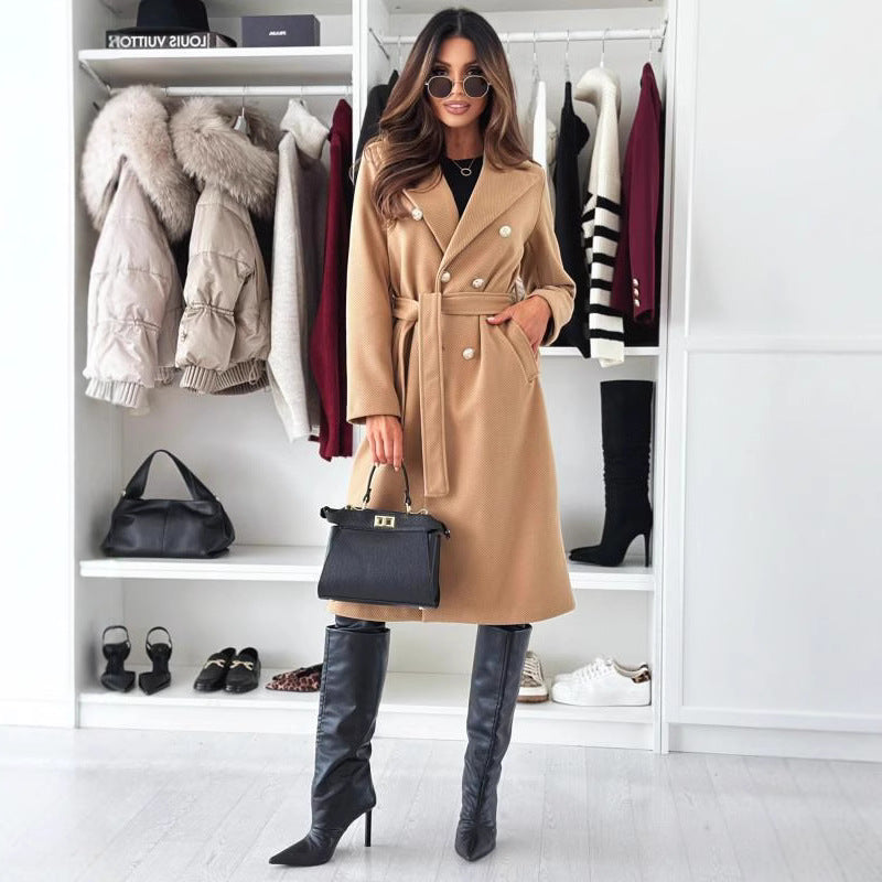 Damer Dubbel sydd trenchcoat med midjejusterbart bälte och elegant struktur Mirla-Eva Jonsson