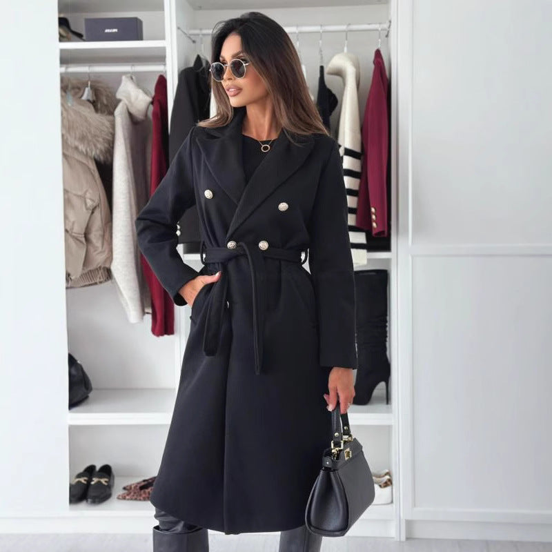 Damer Dubbel sydd trenchcoat med midjejusterbart bälte och elegant struktur Mirla-Eva Jonsson