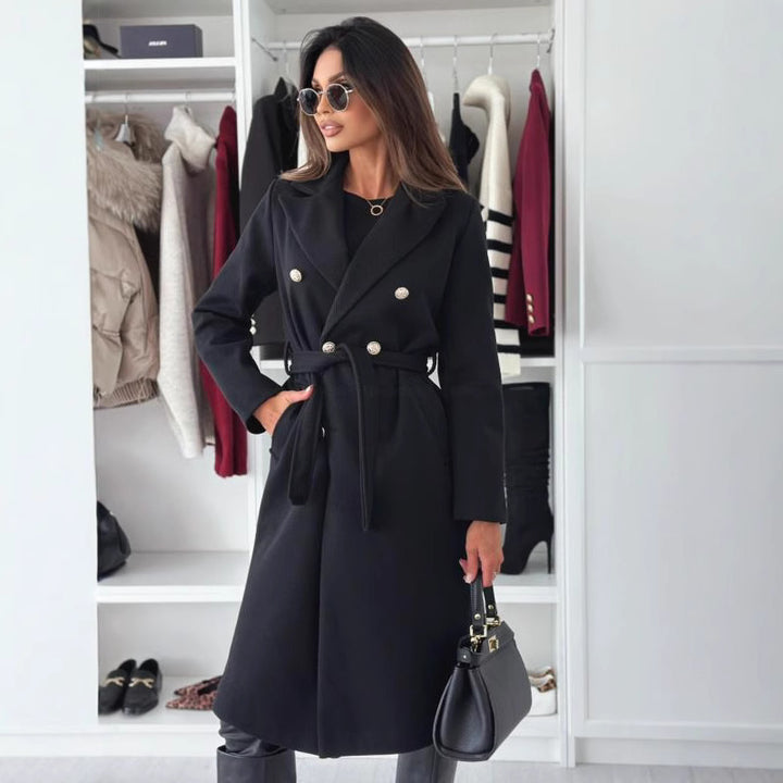 Damer Dubbel sydd trenchcoat med midjejusterbart bälte och elegant struktur Mirla-Eva Jonsson