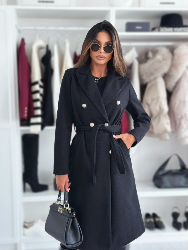 Damer Dubbel sydd trenchcoat med midjejusterbart bälte och elegant struktur Mirla-Eva Jonsson