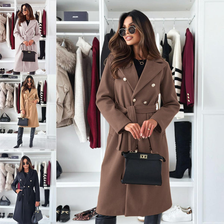 Damer Dubbel sydd trenchcoat med midjejusterbart bälte och elegant struktur Mirla-Eva Jonsson