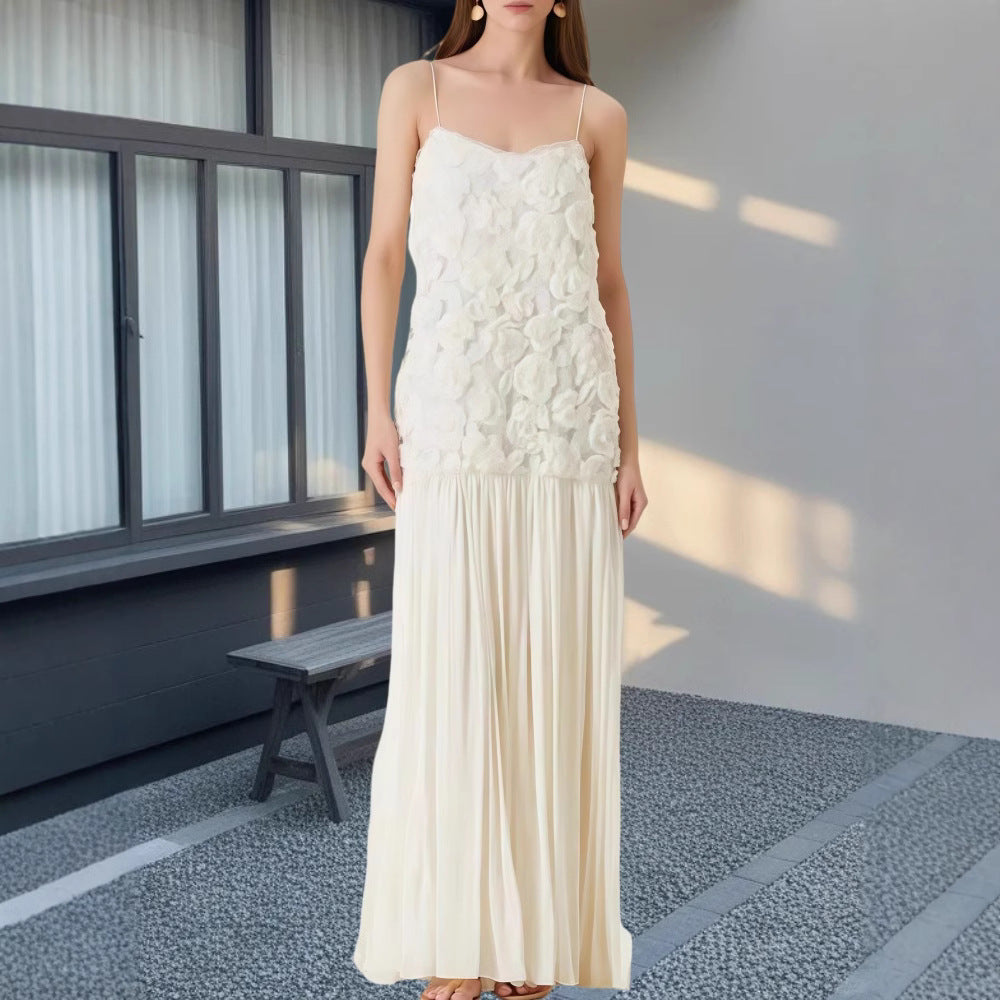 Damer Elegant Aftenkjol med blommig spetsöverdel och svängande kjol Mirla-Eva Jonsson