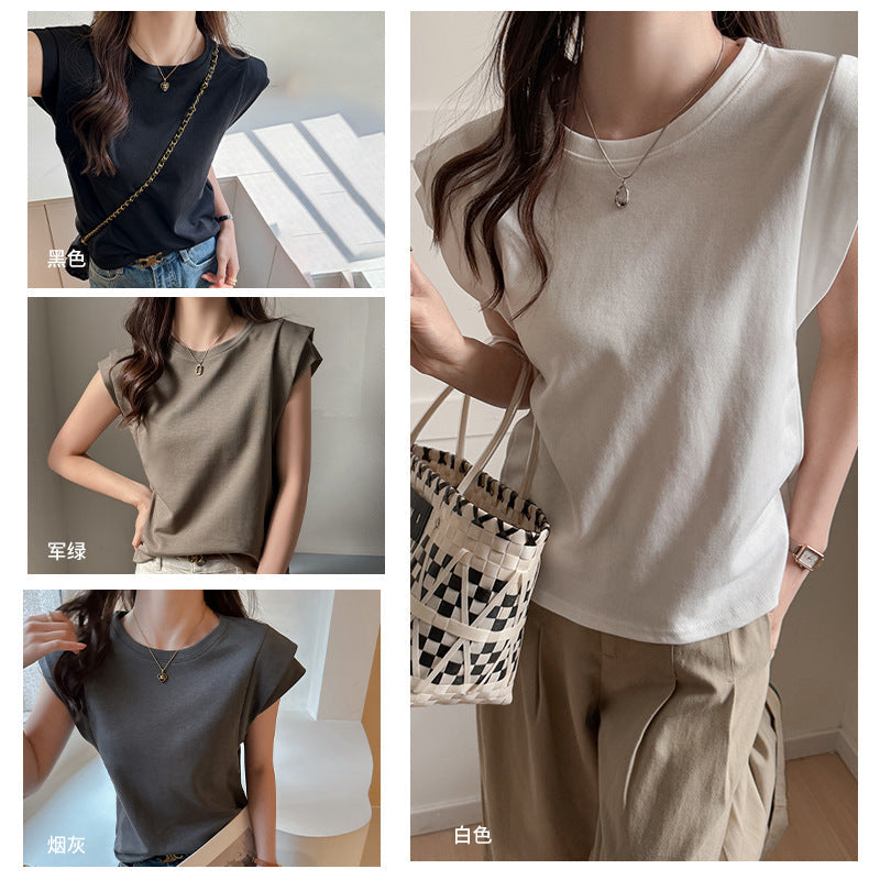 Damer Elegant Bas T-shirt med Moderiktig Skärning och Bekväm Kortsleeve Mirla-Eva Jonsson