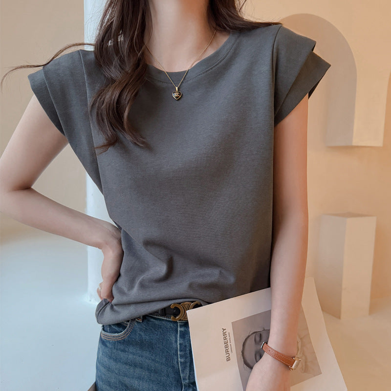 Damer Elegant Bas T-shirt med Moderiktig Skärning och Bekväm Kortsleeve Mirla-Eva Jonsson