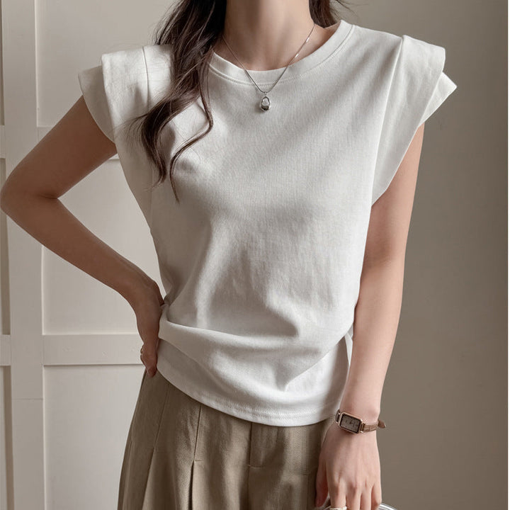 Damer Elegant Bas T-shirt med Moderiktig Skärning och Bekväm Kortsleeve Mirla-Eva Jonsson