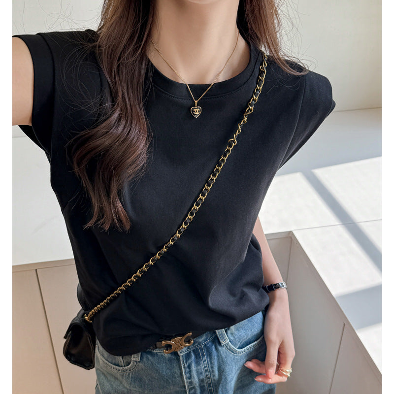 Damer Elegant Bas T-shirt med Moderiktig Skärning och Bekväm Kortsleeve Mirla-Eva Jonsson