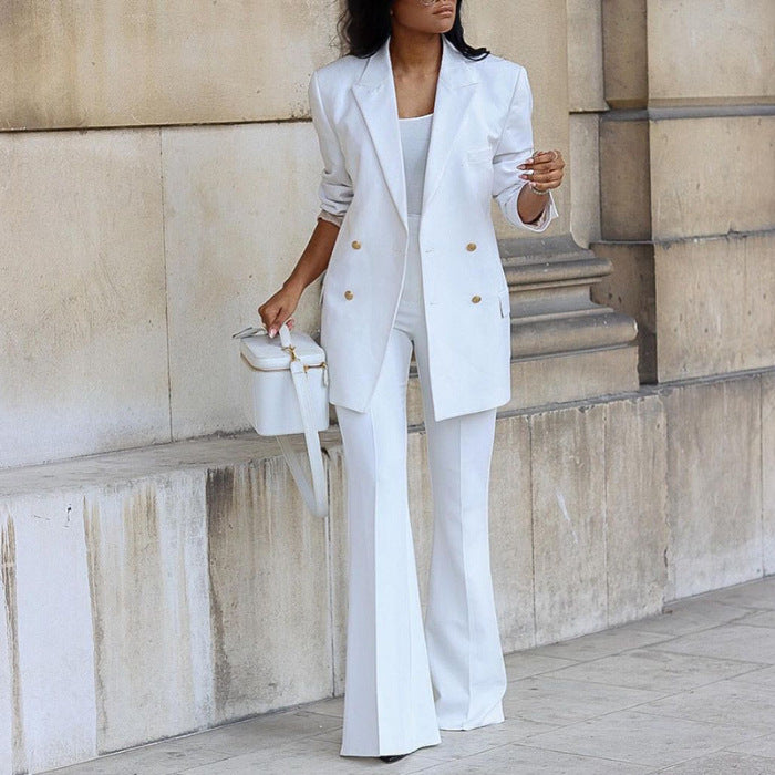 Damer Elegant Blazer-Set med Vida Ben och Midjebälte Mirla-Eva Jonsson