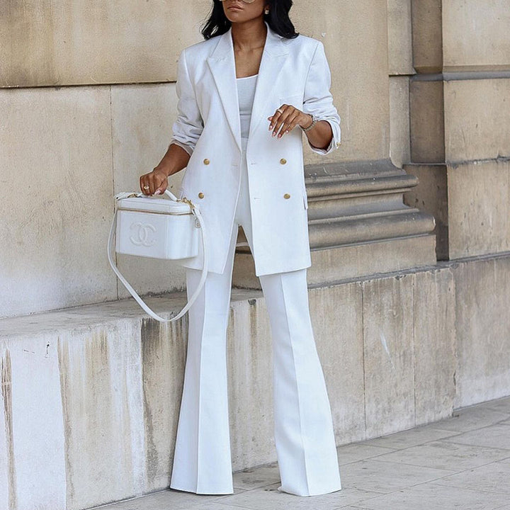 Damer Elegant Blazer-Set med Vida Ben och Midjebälte Mirla-Eva Jonsson