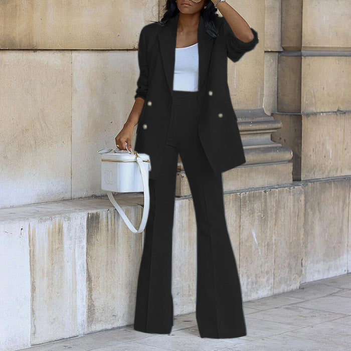 Damer Elegant Blazer-Set med Vida Ben och Midjebälte Mirla-Eva Jonsson