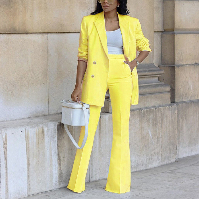Damer Elegant Blazer-Set med Vida Ben och Midjebälte Mirla-Eva Jonsson