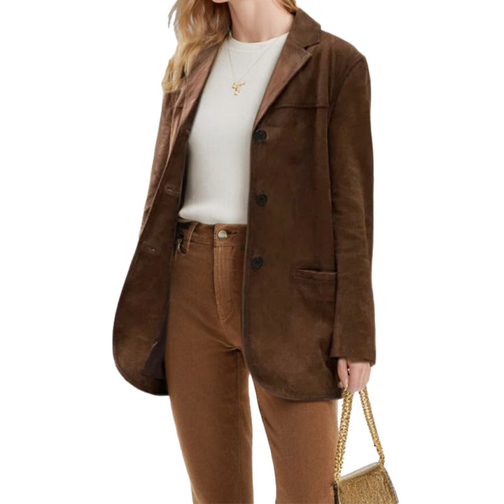Damer Elegant Blazer av Mjuk Mockaimitation med Smal Passform Mirla-Eva Jonsson