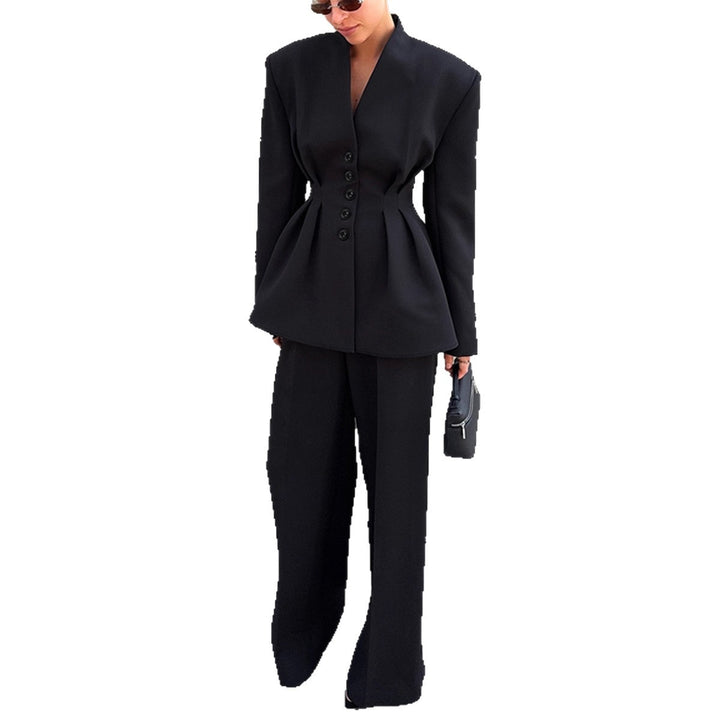 Damer Elegant Blazer-byxdress med figursydd silhuett och klassiska knapppdetaljer Mirla-Eva Jonsson